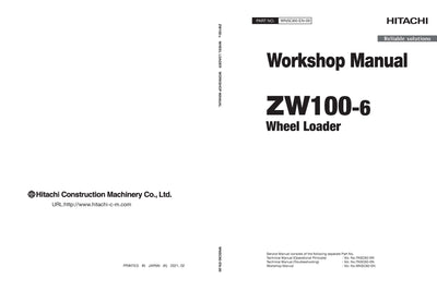 Hitachi ZW100-6 Wheel Loader Service Workshop Manual Download