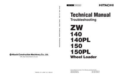 Hitachi ZW140 ZW140PL ZW150 ZW150PL Wheel Loader Service Manual Download