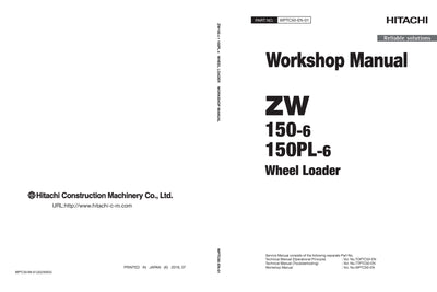 Hitachi ZW150-6 ZW150PL-6 Wheel Loader Service Manual Download