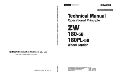 Hitachi ZW180-5B ZW180PL-5B Wheel Loader Service Manual Download