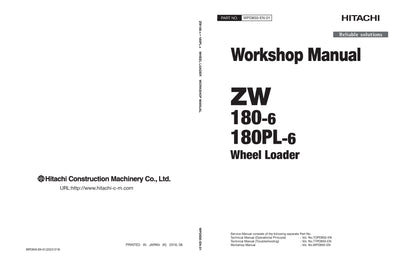 Hitachi ZW180-6 ZW180PL-6 Wheel Loader Service Manual Download