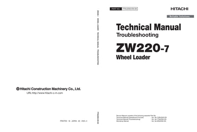 Hitachi ZW220-7 Wheel Loader Complete Service Manual Download