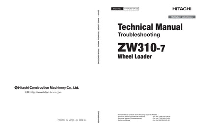 Hitachi ZW310-7 Wheel Loader Complete Service Manual Download