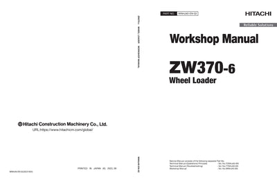 Hitachi ZW370-6 Wheel Loader Complete Service Manual Download