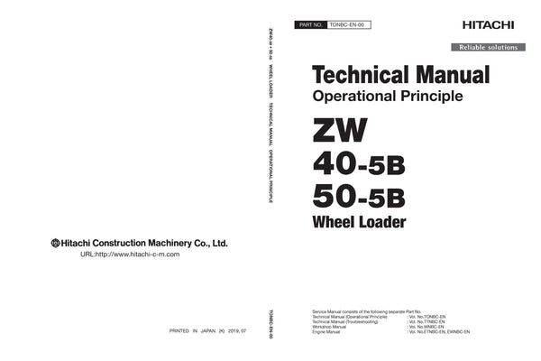 Hitachi ZW40-5B ZW50-5B Wheel Loader Complete Service Manual Download