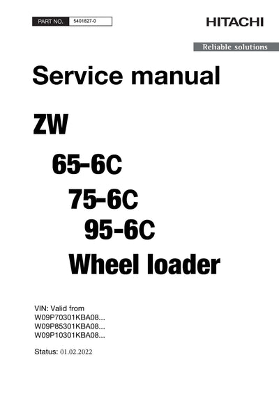 Hitachi ZW65-6C ZW75-6C ZW95-6C Wheel Loader Service Manual Download