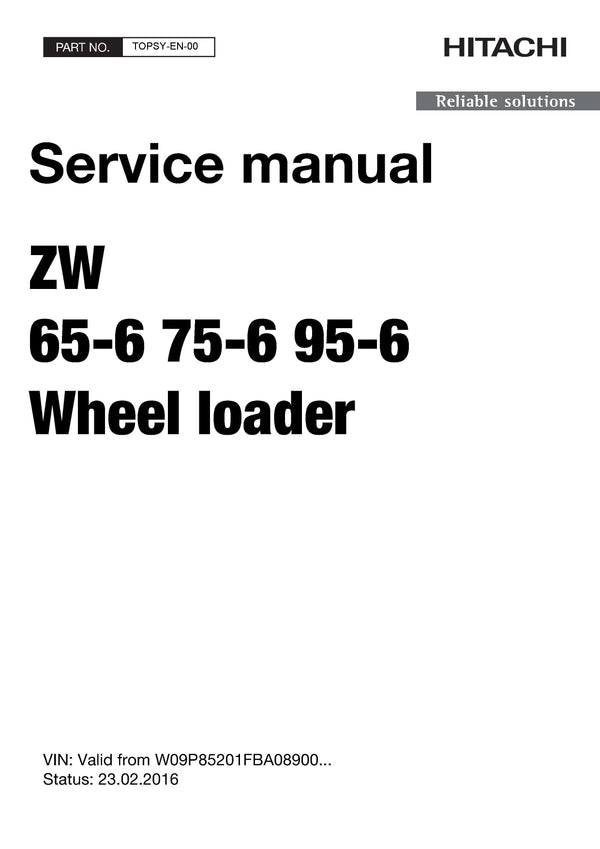 Hitachi ZW65-6 ZW75-6 ZW95-6 Wheel Loader Service Manual Download