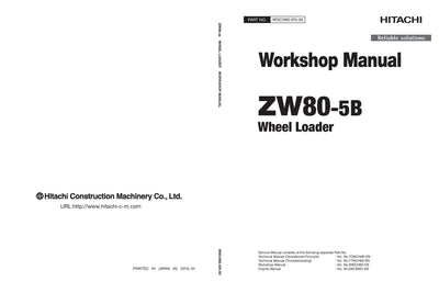 Hitachi ZW80-5B Wheel Loader Complete Service Manual Download