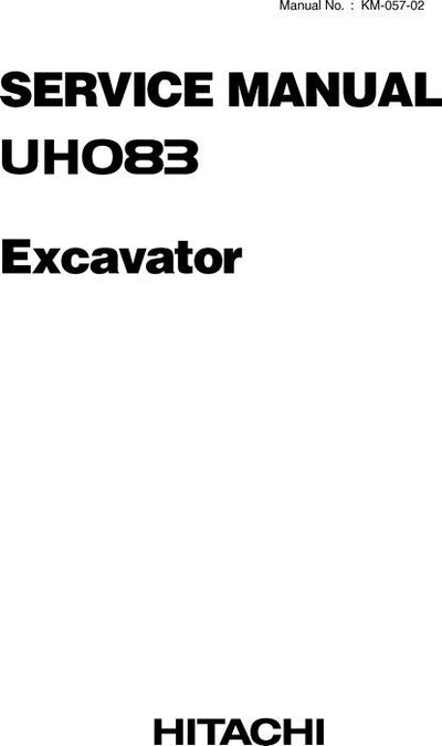 Hitachi UH083 Excavator Service Repair Manual