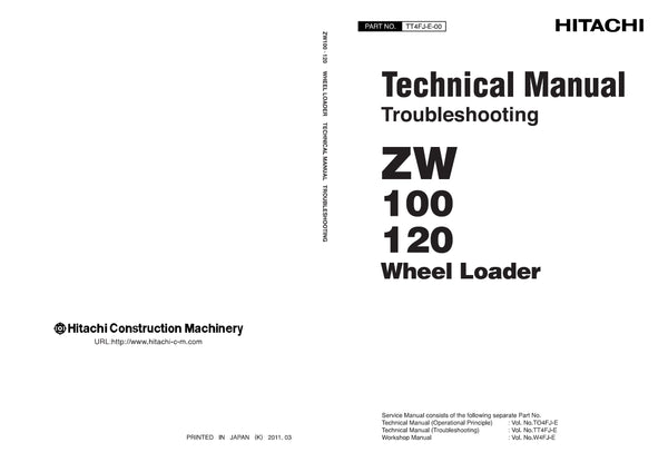 Hitachi ZW100 ZW120 Wheel Loader Complete Service Manual Download