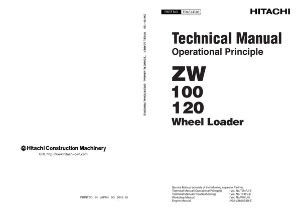Hitachi ZW100 ZW120 Wheel Loader Complete Service Manual Download