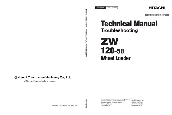 Hitachi ZW120-5B Wheel Loader Complete Service Manual Download