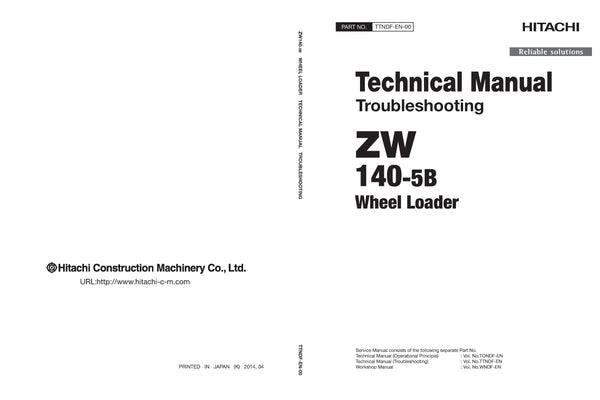 Hitachi ZW140-5B Wheel Loader Service Manual Download