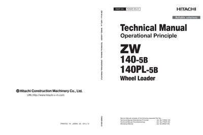 Hitachi ZW140-5B ZW140PL-5B Wheel Loader Service Manual Download