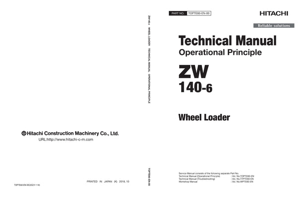 Hitachi ZW140-6 Wheel Loader Service Manual Download