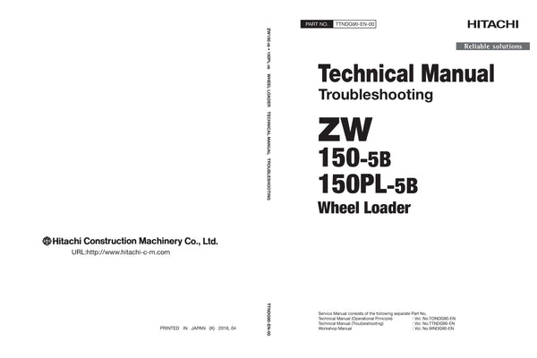 Hitachi ZW150-5B ZW150PL-5B Wheel Loader Service Manual Download
