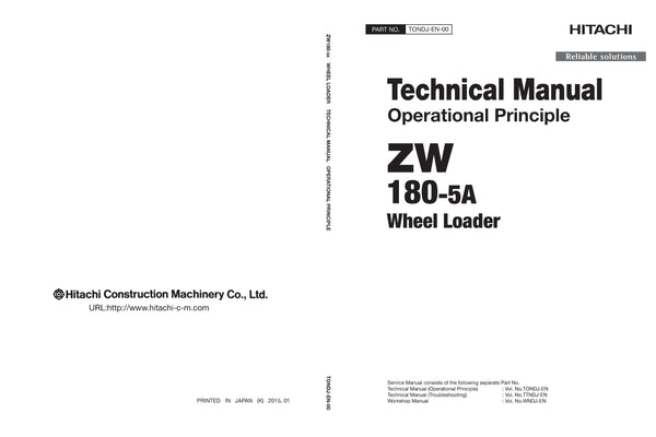 Hitachi ZW180-5A Wheel Loader Service Manual Download