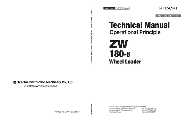 Hitachi ZW180-6 Wheel Loader Service Manual Download