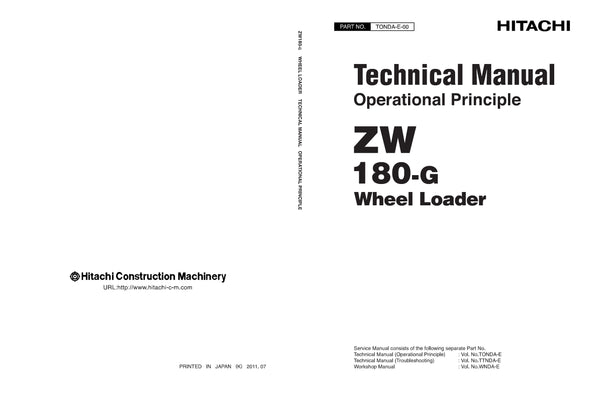 Hitachi ZW180-G Wheel Loader Complete Service Manual Download