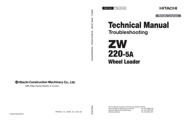 Hitachi ZW220-5A Wheel Loader Service Manual Download