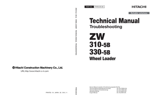 Hitachi ZW310-5B ZW330-5B Wheel Loader Complete Service Manual Download