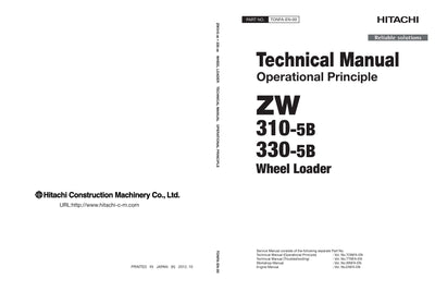 Hitachi ZW310-5B ZW330-5B Wheel Loader Complete Service Manual Download