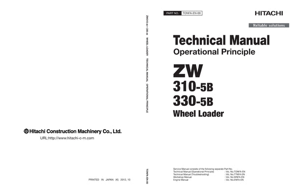 Hitachi ZW310-5B ZW330-5B Wheel Loader Complete Service Manual Download