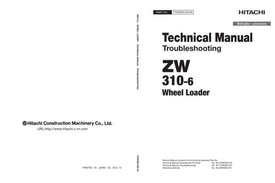 Hitachi ZW310-6 Wheel Loader Complete Service Manual 