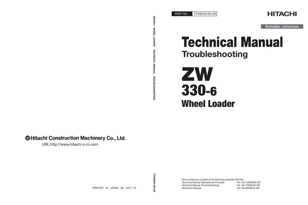 Hitachi ZW330-6 Wheel Loader Complete Service Manual Download