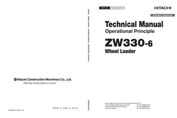 Hitachi ZW330-6 Wheel Loader Complete Service Manual Download