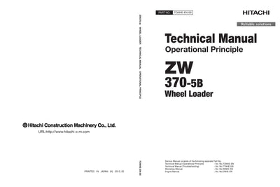 Hitachi ZW370-5B Wheel Loader Complete Service Manual Download