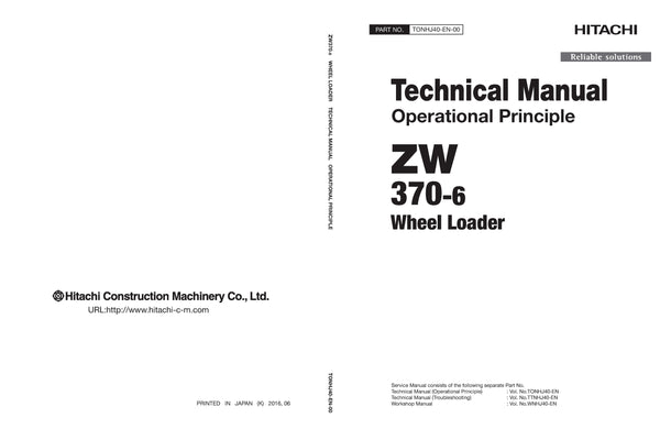 Hitachi ZW370-6 Wheel Loader Complete Service Manual Download