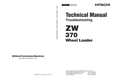 Hitachi ZW370 Wheel Loader Complete Service Manual 