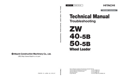 Hitachi ZW40-5B ZW50-5B Wheel Loader Complete Service Manual Download