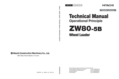 Hitachi ZW80-5B Wheel Loader Complete Service Manual Download