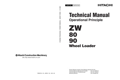 Hitachi ZW80 ZW90 Wheel Loader Complete Service Manual Download
