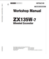 Hitachi ZX135W-7 Wheeled Excavator Workshop Manual