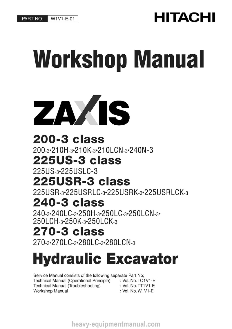 Hitachi Zaxis 200-3 Excavator Full Complete Service Repair Manual Download