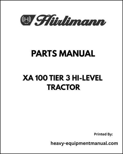 Hurlimann XA 100 Tier 3 Hi-level Tractor Parts Manual - Pdf Download