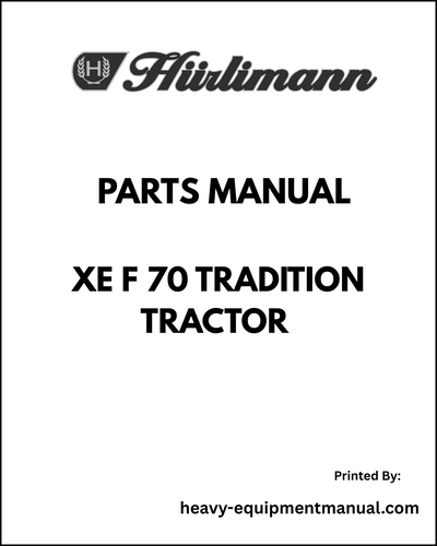 Hurlimann XE F 70 Tradition Tractor Parts Manual - Pdf Download