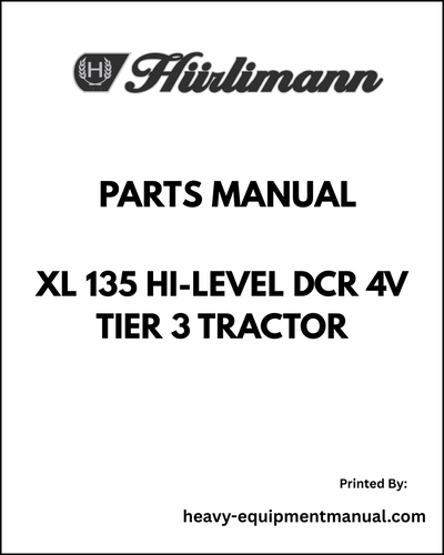Hurlimann XL 135 Hi-level DCR 4V Tier 3 Tractor Parts Manual - Pdf Download
