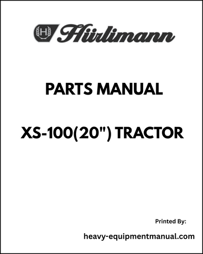 Hurlimann XS-100(20") Tractor Parts Manual - Pdf Download