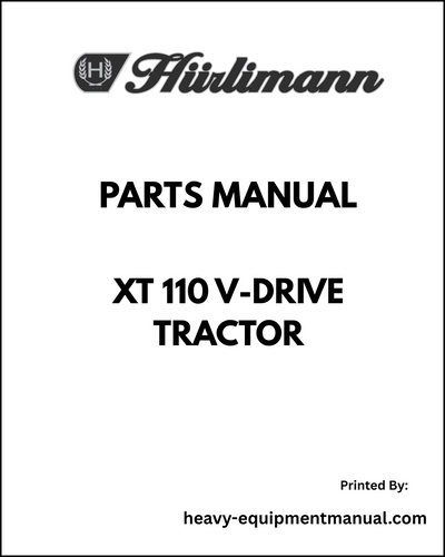 Hurlimann XT 110 V-drive Tractor Parts Manual - Pdf Download