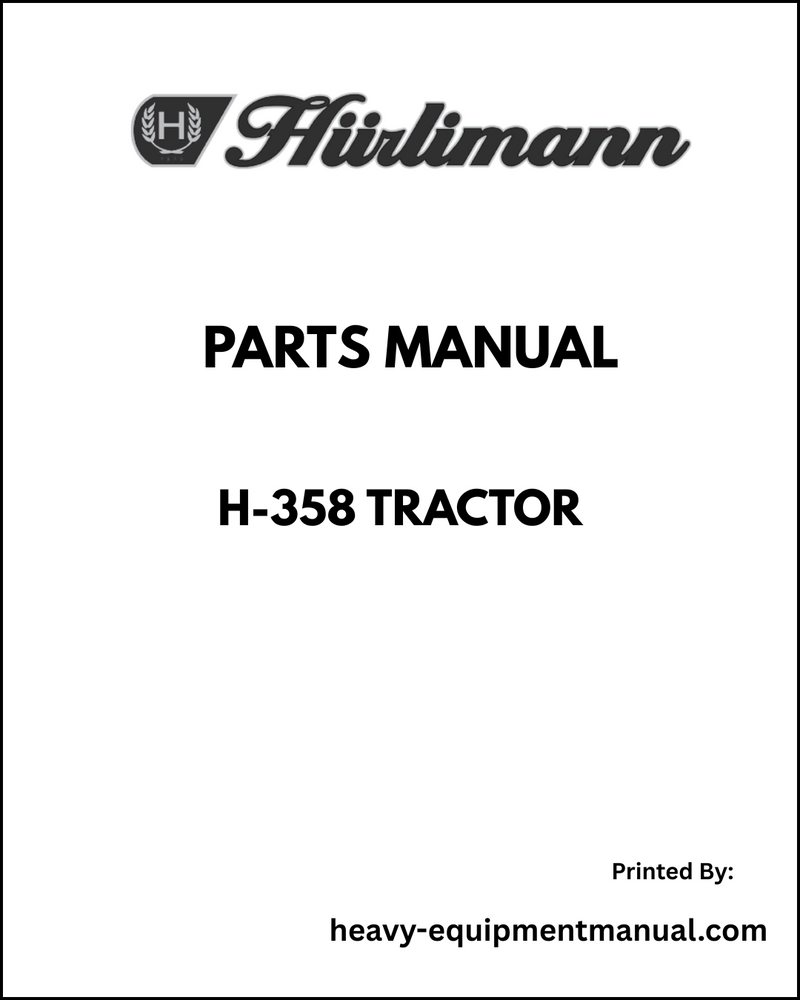 Hurlimann H-358 Tractor Parts Manual - Pdf Download