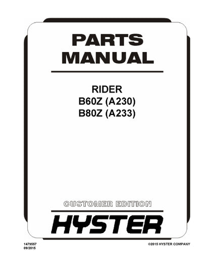 Hyster B80Z (A233) Forklift Parts Manual PDF