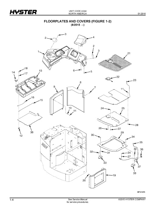 Hyster BE80ZHD, BE100ZHD (A244) Forklift Parts Manual PDF