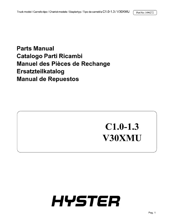 Hyster C1.01.3, V30XMU (A463) Forklift Parts Manual PDF