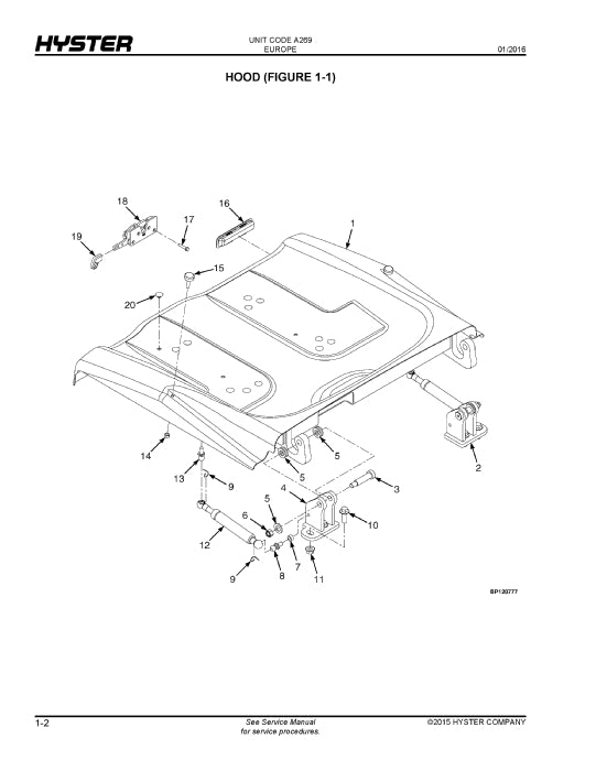 Hyster E1.6XN-2.0XN Europe (A269E) Forklift Parts Manual PDF