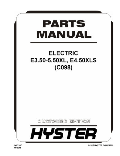 Hyster E3.50-5.50XL, E4.50XLS (C098E) Europe Forklift Parts Manual PDF Download