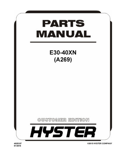 Hyster E30-40XN (A269) Forklift Parts Manual PDF